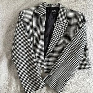 Zara New cropped houndstooth blazer with tags